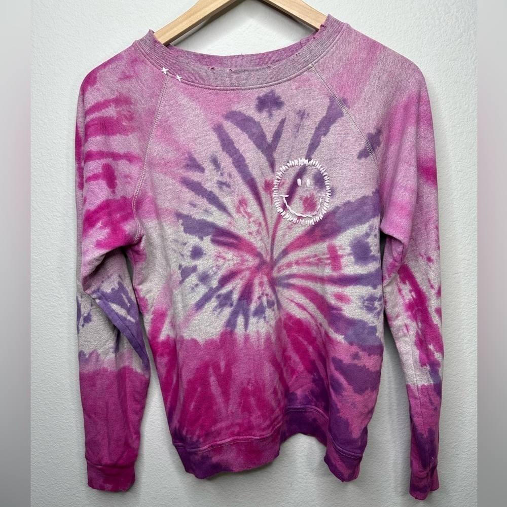 I Stole My Boyfriends Shirt Tie Dye Smiley Crewneck Sweatshirt Size XS/S